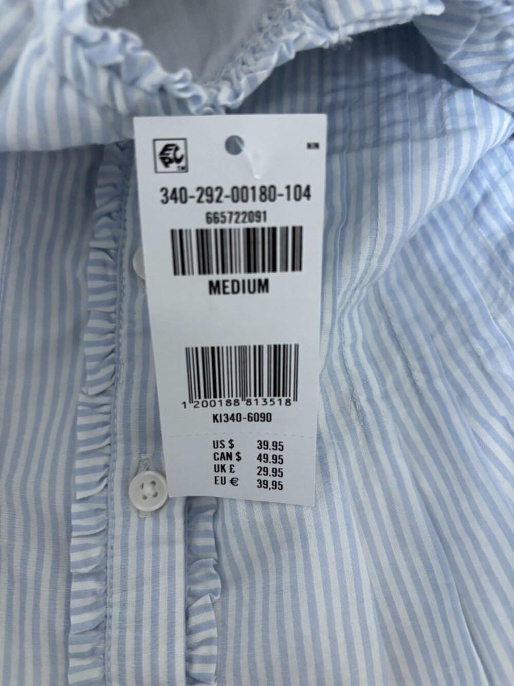 Hollister Blue White Stripe Cap Sleeve Smocked Peplum Blouse NWT M - Picture 7 of 11
